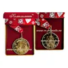 Медаль металлическая качества PROOF "С Новым годом!"  Новинка! (цвет "золото"), 50мм, , на красной ленточке с новогодней тематикой, футляр для медали продается  отдельно