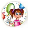 Значок "Девочка с воздушными шарами" (надпись на заказ), диаметр 56 мм, арт.31100