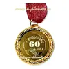 Медаль "60 лет С Юбилеем!", диаметр 45 мм, гравировка 25 мм, лента люрекс, арт.45160.